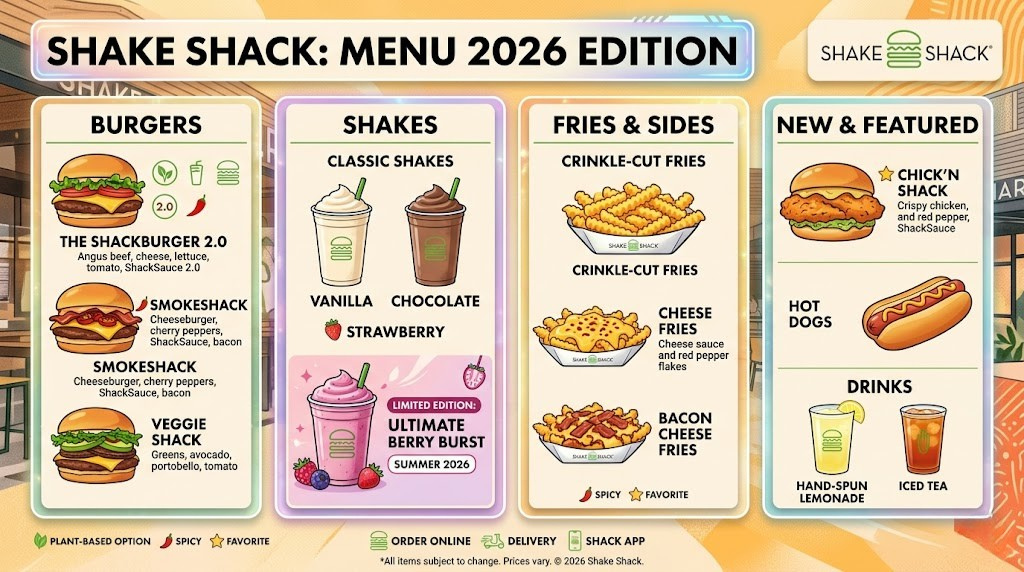 Shake Shack ShackBurger with crinkle-cut fries — the classic combo in 2026